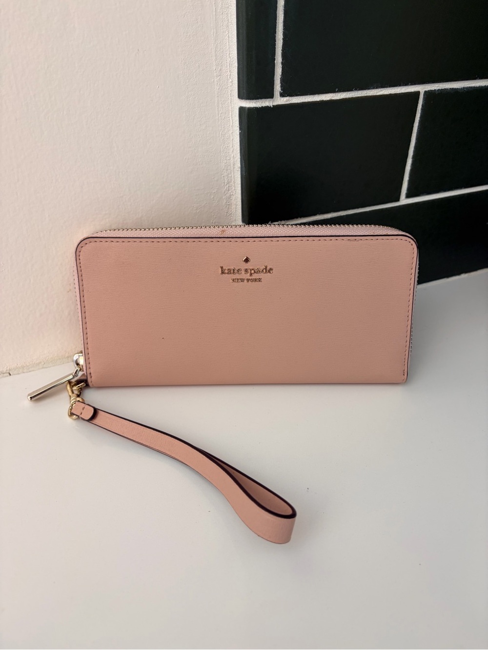 Kate Spade Blush Pink Leather Zip Wristlet Wallet